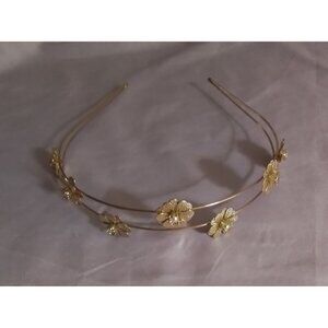 Elegant Golden Floral Double-Band Headband For Special Occasions